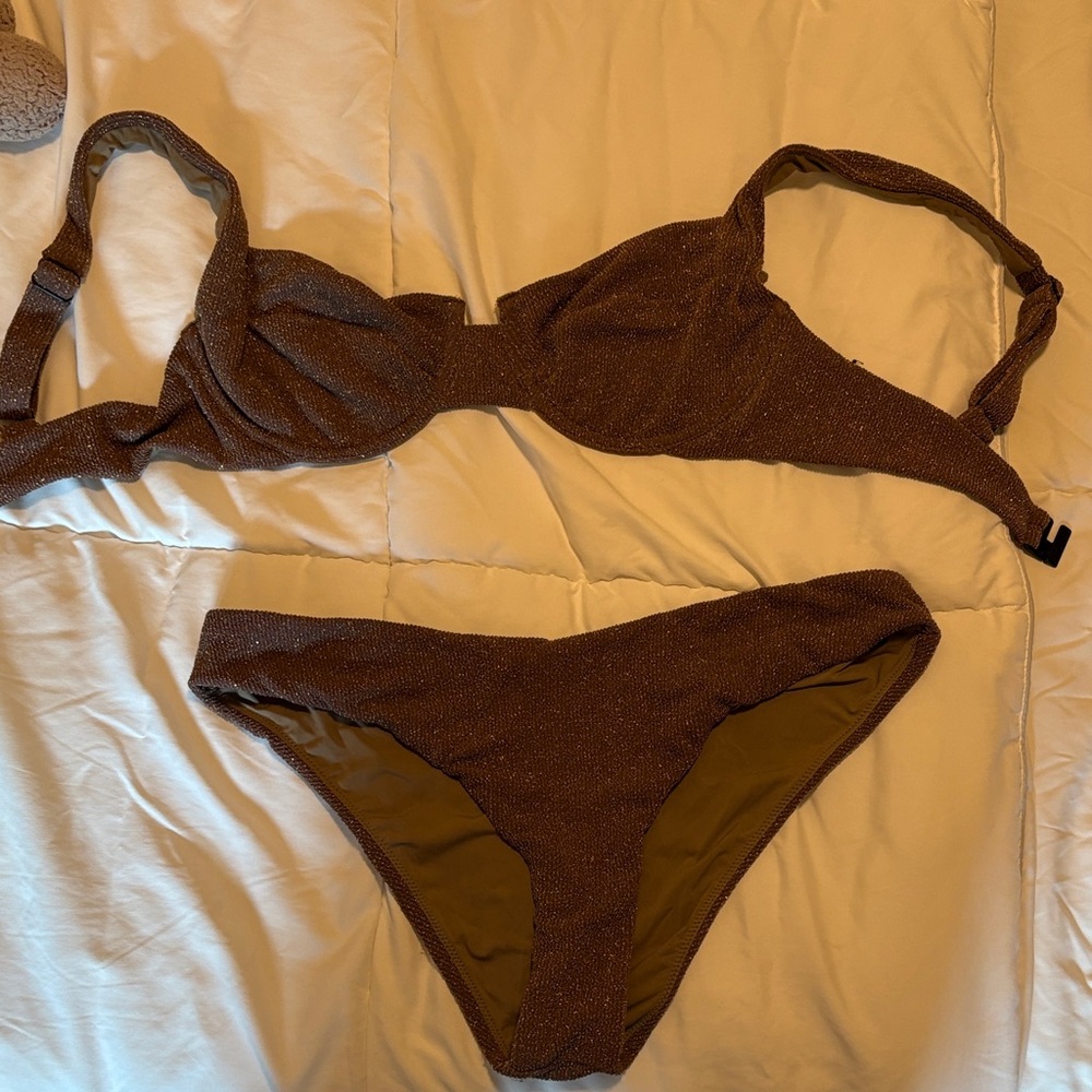 Vetchy Brown Glitter Bikini Set